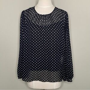 J.Crew Puff Sleeve Polka Dot Top in Lightweight Chiffon, Size Large